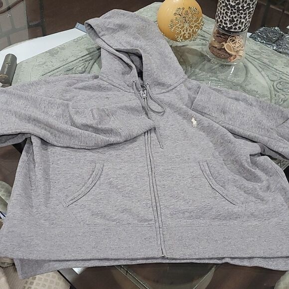 RALPH Lauren Zip Up Sweater with Embroidered Logo & Hood - Picture 2 of 8